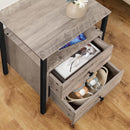 Segenn's Nachtkastje - Bijzettafel met stopcontacten en USB-poorten - bijzettafel met laden en legplank voor kleine ruimtes - woonkamer - slaapkamer - eenvoudig te monteren - Grijs/Zwart