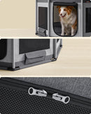 Segenn hondenren oxford stof - puppy ren achthoekig - hondenkooi L - frame van PVC buizen - ademend gaas - met zijvak - donkergrijs-lichtgrijs - 112 x 112 x 62 cm