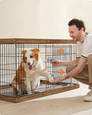 Segenn  XXL hondenren - puppyrennen vrije uitloopren- stalen rooster - puppy box - schuifdeur met 2 grendels - omheining voor honden - konijnen - walnoot bruin-zwar - 122 x 80 x 70 cm