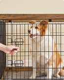 Segenn  XXL hondenren - puppyrennen vrije uitloopren- stalen rooster - puppy box - schuifdeur met 2 grendels - omheining voor honden - konijnen - walnoot bruin-zwar - 122 x 80 x 70 cm