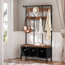 segenn"s Garderoberek - Kapstok - kledingrek met 24 haken - Kapstok met schoenenrek - zitting met 3 opbergdozen - Bruin/Zwart