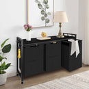 Norwich Wasmand op Wieltjes - 3 vakken en 4 haken - Zwart