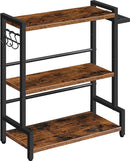 Segenn Kruidenrek, keukenrek met 3 haken, kruidenstandaard met messenhouder, bureau-organizer, verstelbare poten, voor eetkamer, keuken, badkamer, donkerbruin-zwart