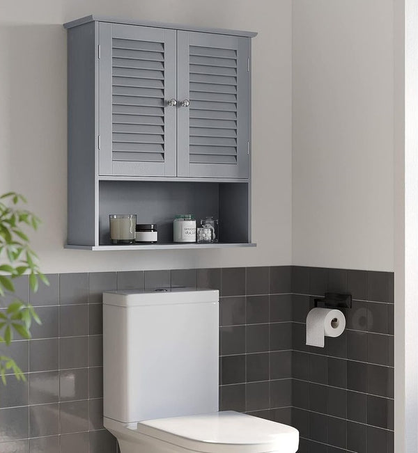 Segenn's Pisa Vrijstaande badkamerkast met lameldeuren en verstelbare plan-Badkamer opbergkast met verstelbare legplank en lameldeuren