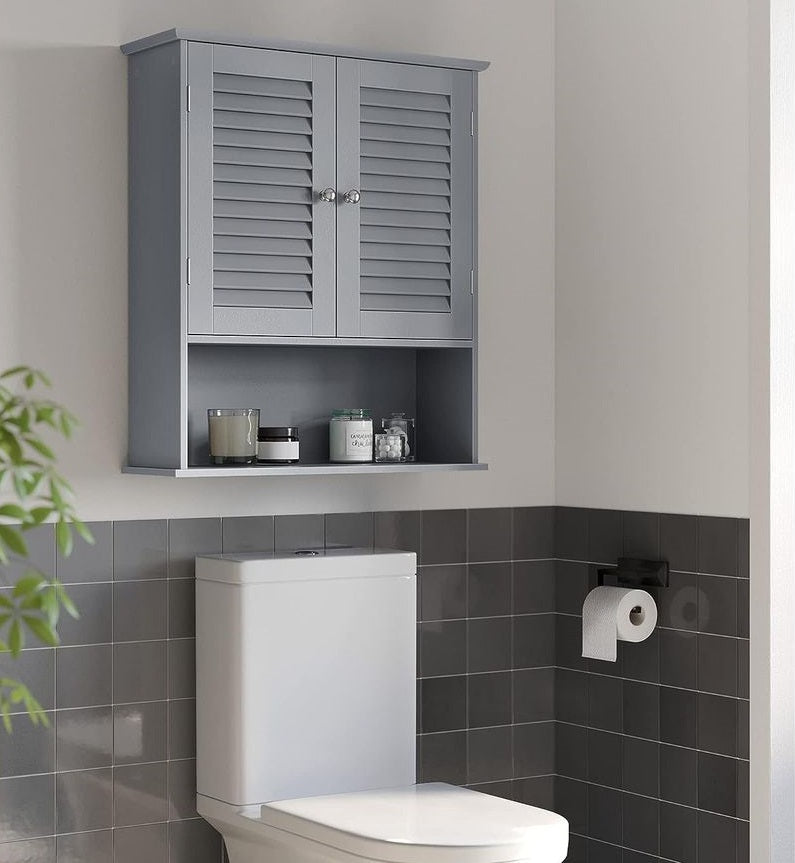 Segenn's Pisa Vrijstaande badkamerkast met lameldeuren en verstelbare plan-Badkamer opbergkast met verstelbare legplank en lameldeuren