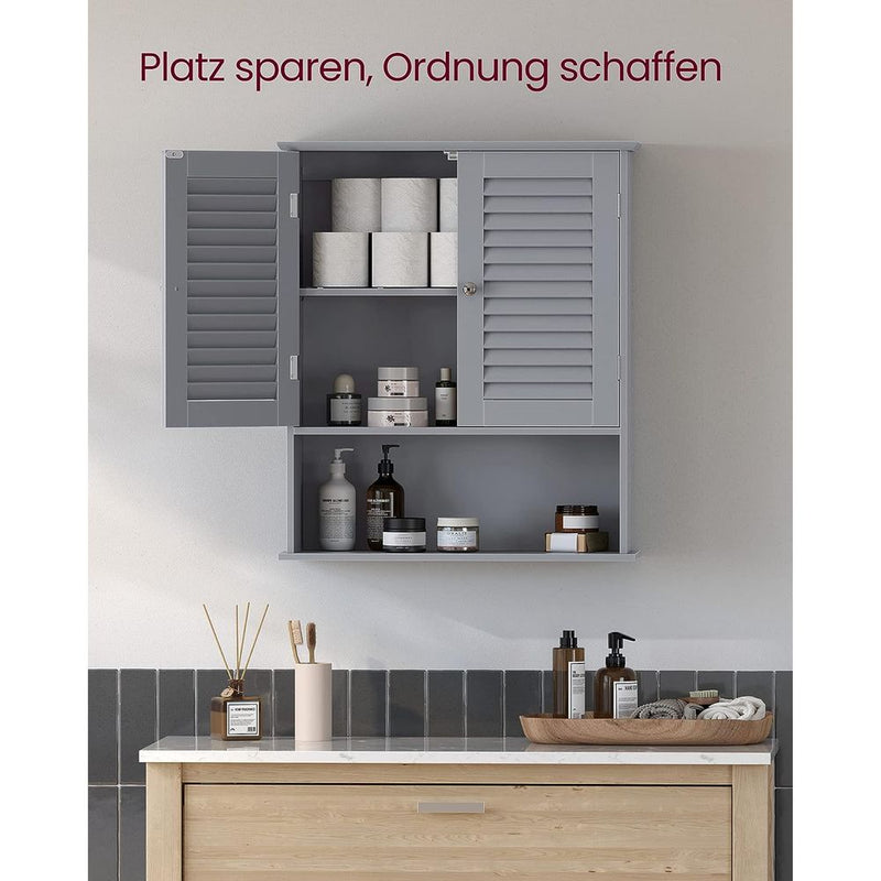 Segenn's Pisa Vrijstaande badkamerkast met lameldeuren en verstelbare plan-Badkamer opbergkast met verstelbare legplank en lameldeuren
