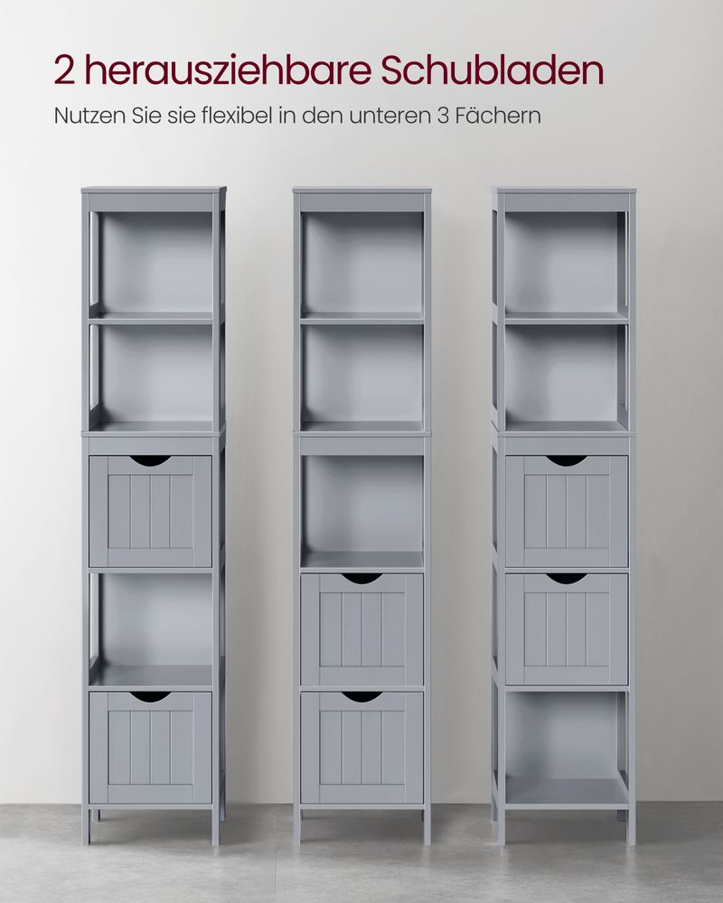 Segenn's Bari Smal Staand Badkamermeubel – Stijlvolle Duifgrijze Afwerking, Ideaal voor Ruimtebesparende Badkameropslag