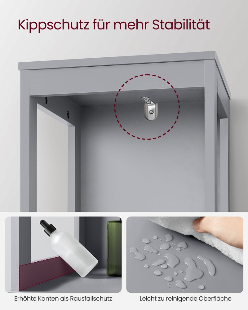 Segenn's Bari Smal Staand Badkamermeubel – Stijlvolle Duifgrijze Afwerking, Ideaal voor Ruimtebesparende Badkameropslag