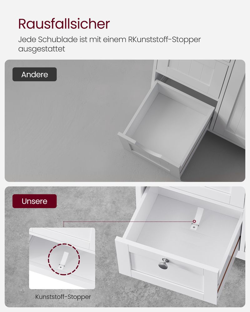 SEGENN Naples Compacte Badkamerkast – Met 3 Opberglades – 80 cm Hoog-Opbergkast Badkamer – 3 Lades