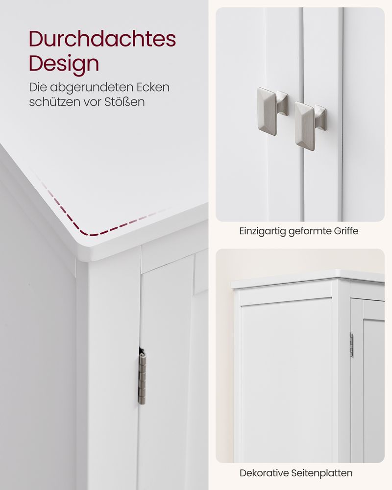 SEGENN Modena Witte Opbergkast Badkamer – 4 Deuren – Klassieke Stijl-Wit en Elegant-Staande Badkamerkast
