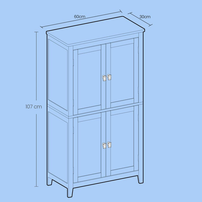 Segenn's Modena Multifunctionele 4-deurs kast – praktische opbergkast voor keuken, badkamer of andere ruimtes