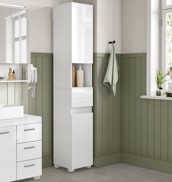 Segenn's Catania Badkamerkast met verstelbare legplanken – hoge kast 30 x 30 x 170 cm – moderne opbergkast voor badkamer