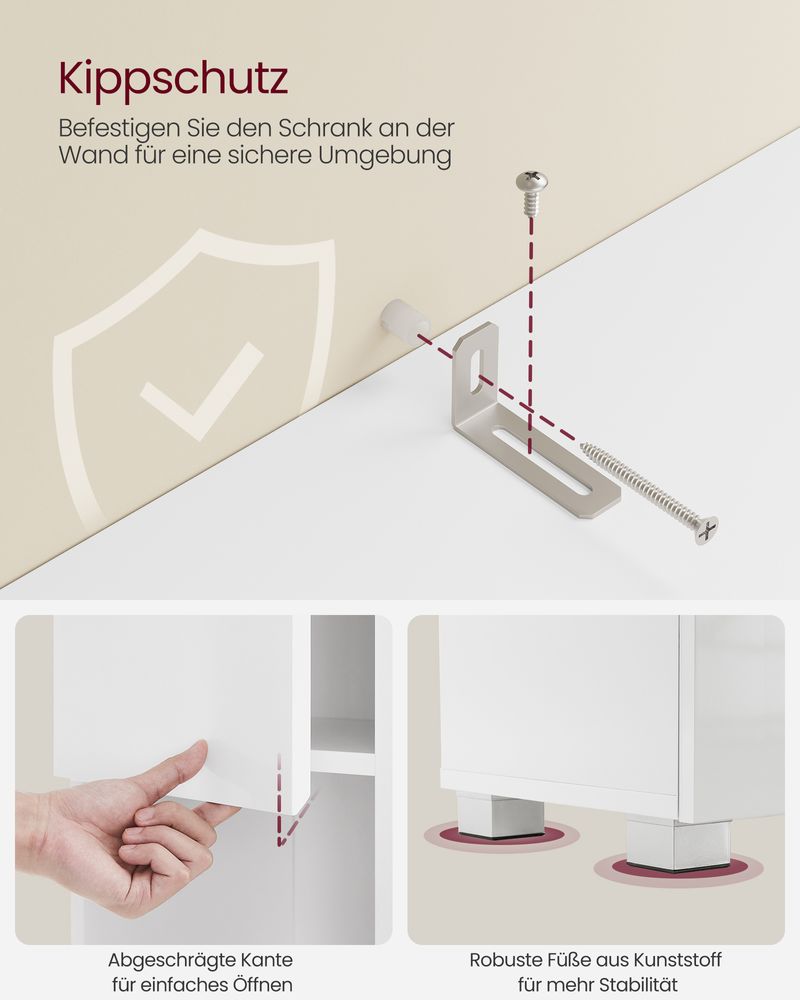 Segenn's Catania Badkamerkast met verstelbare legplanken – hoge kast 30 x 30 x 170 cm – moderne opbergkast voor badkamer