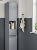 Segenn's Parma Hoge badkamerkast 30 x 30 x 170 cm – smalle opbergkast in Mystical Grey – moderne kast voor badkamer