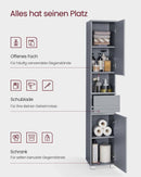 Segenn's Parma Hoge badkamerkast 30 x 30 x 170 cm – smalle opbergkast in Mystical Grey – moderne kast voor badkamer