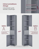 Segenn's Parma Hoge badkamerkast 30 x 30 x 170 cm – smalle opbergkast in Mystical Grey – moderne kast voor badkamer