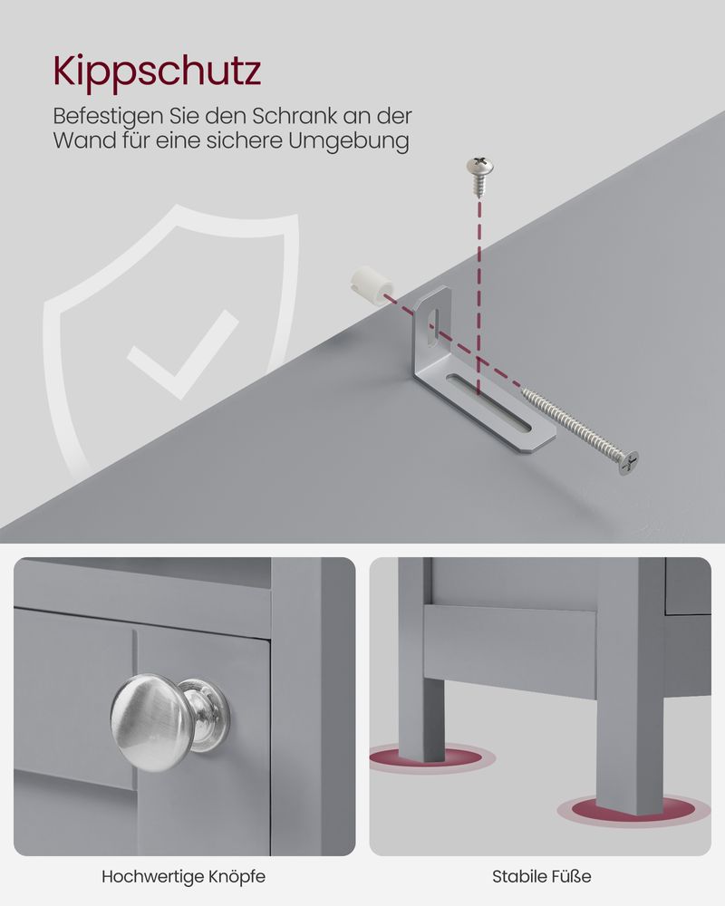 Segenn's Verona Badkamerkast met ingebouwde verlichting – duifgrijs design-moderne duifgrijze look