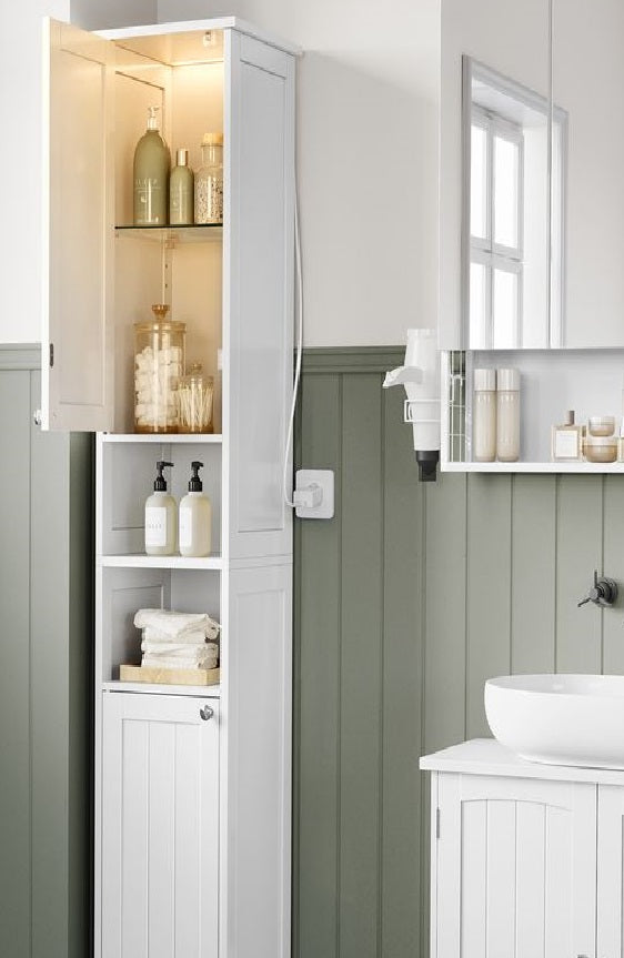 Segenn's Rimini Badkamerkast met ingebouwde verlichting – Cloud White afwerking-Stijlvolle badkamerkast met verlichting