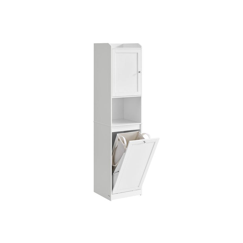 Segenn's Forli Stijlvolle badkamerkast met opbergruimte en wasmand – 40 x 40 x 170 cm, ideaal voor elke badkamer