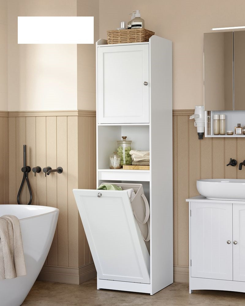 Segenn's Forli Stijlvolle badkamerkast met opbergruimte en wasmand – 40 x 40 x 170 cm, ideaal voor elke badkamer