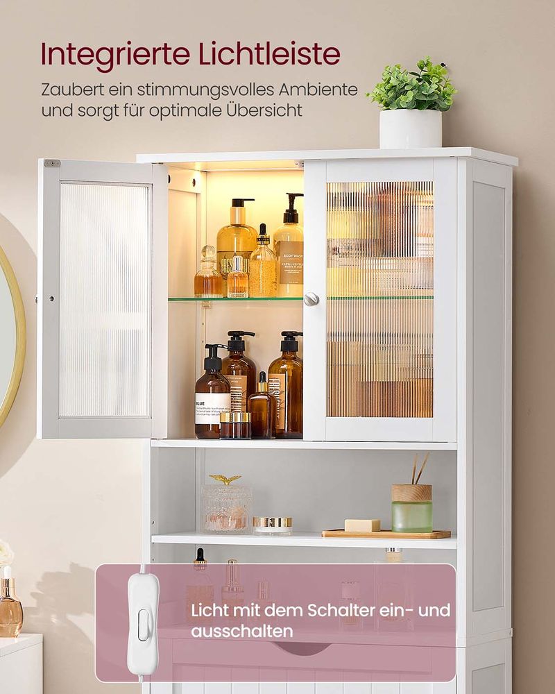 Segenn's Matera Scandinavische badkamerkast in houtkleur – lade, planken en open vakken