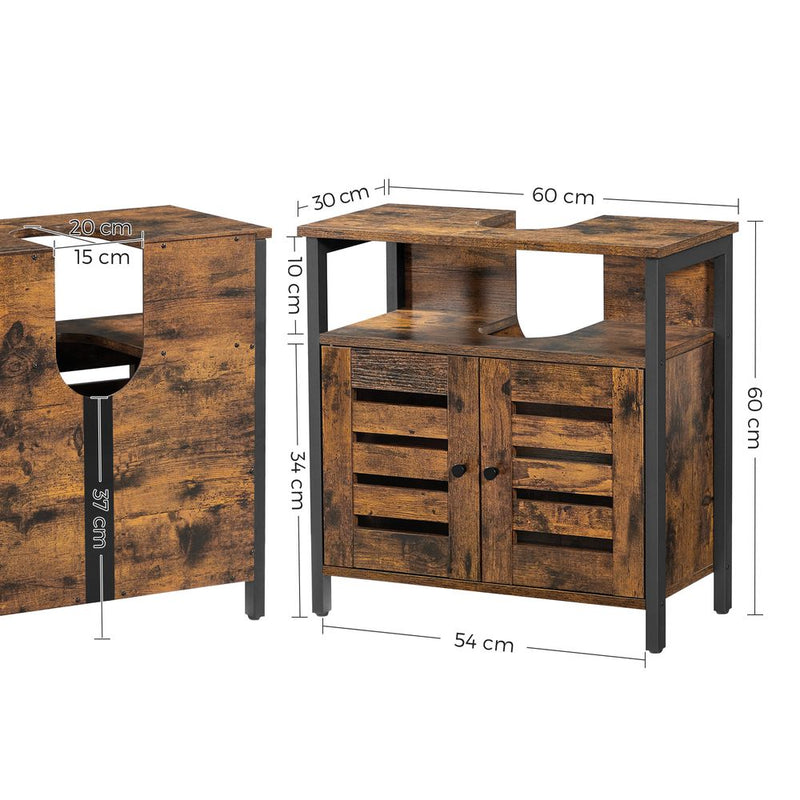 Segenn's Forli Vintage bruin-zwart badkamermeubel – duurzame kast met stijlvol design en praktische opbergruimte