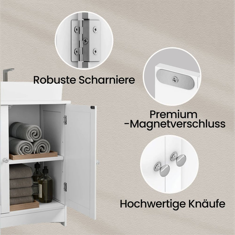 SEGENN Modena Badkamermeubel met Onderkast – Stijlvol & Praktisch-Wastafelonderkast – Compact Opbergmeubel voor Badkamer