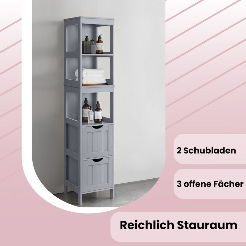 Segenn's Bari Hoog vrijstaand badkamermeubel met deuren en planken – ruime badkamerkast voor georganiseerde opslag