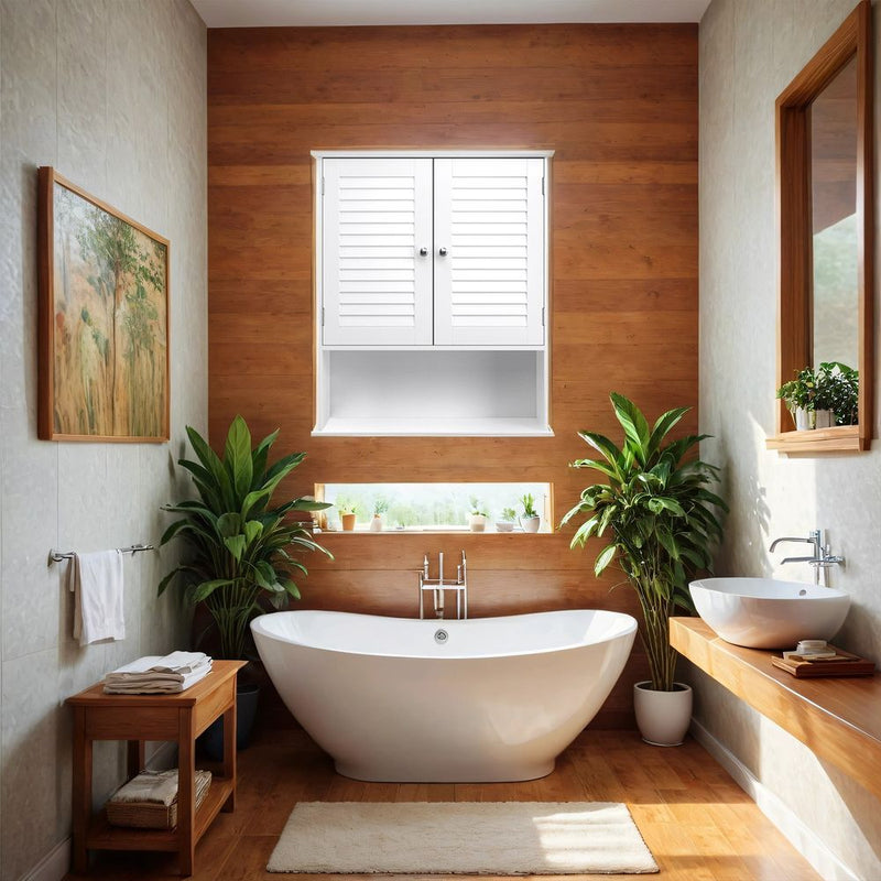 Segenn's Bolzano Wandgemonteerde badkamerkast met verstelbare schappen – ideale opbergoplossing voor kleine badkamers