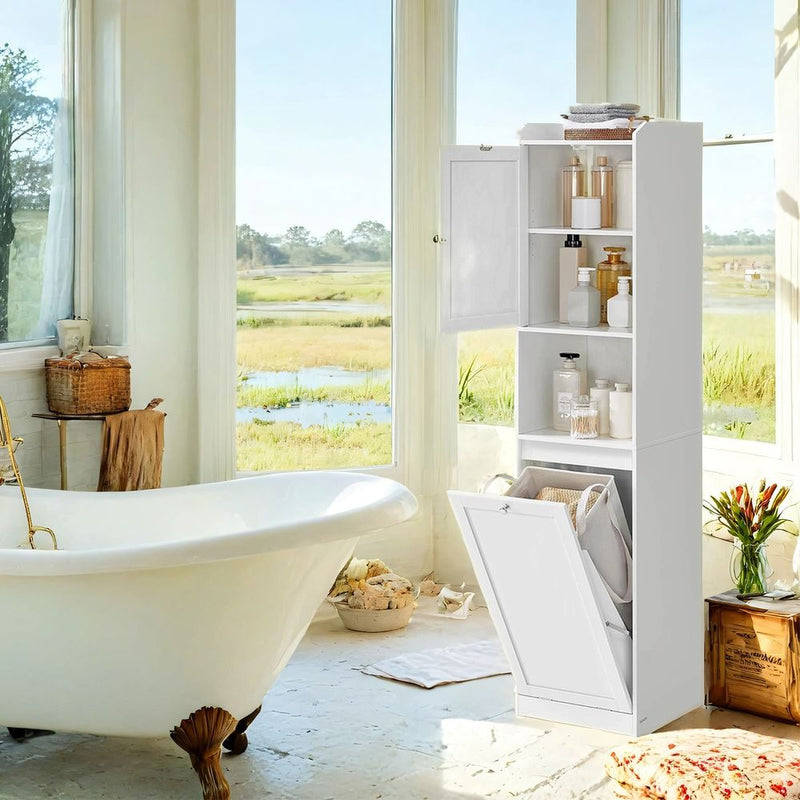 Segenn's Pisa Badkamermeubel met Wasmand – 40x40x170 cm, Multifunctioneel en Compact Design