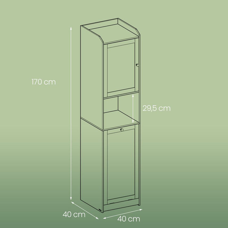 Segenn's Pisa Badkamermeubel met Wasmand – 40x40x170 cm, Multifunctioneel en Compact Design