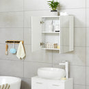 Segenn's Badkamerkast - Spiegelkast - Badkamermeubel - Wandkast voor de Badkamer - in Hoogte Verstelbare Plank - Dubbele Deur - Modern - Wit