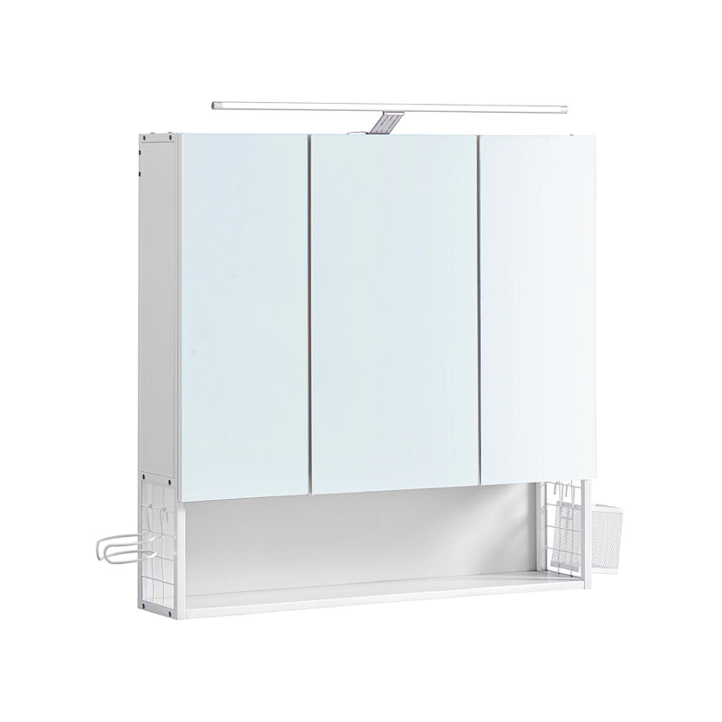 Segenn's Medicijnkastje met verlichting - Spiegelkast badkamer - badkamerkast - geïntegreerde kabel - spiegelkast - badkamerkast - wandkast - in hoogte verstelbare plank - 3 deuren - modern - wit