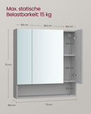Segenn's Materna Badkamerkast Cloud White, 3 deuren, 16,5 x 70 x 75 cm – strak en functioneel design voor elke badkamer