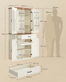 SEGENN Genoa Landelijke Buffetkast met Schuifdeuren en Verstelbare Legplanken-Rustieke Hoge Keukenkast met Houten Schuifdeuren en Opbergruimte