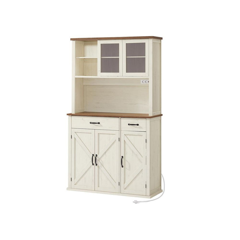 SEGENN Parma Landelijk Houten Dressoir met Verlichting en Oplaadstation – Stijlvol en Praktisch-Multifunctioneel Dressoir