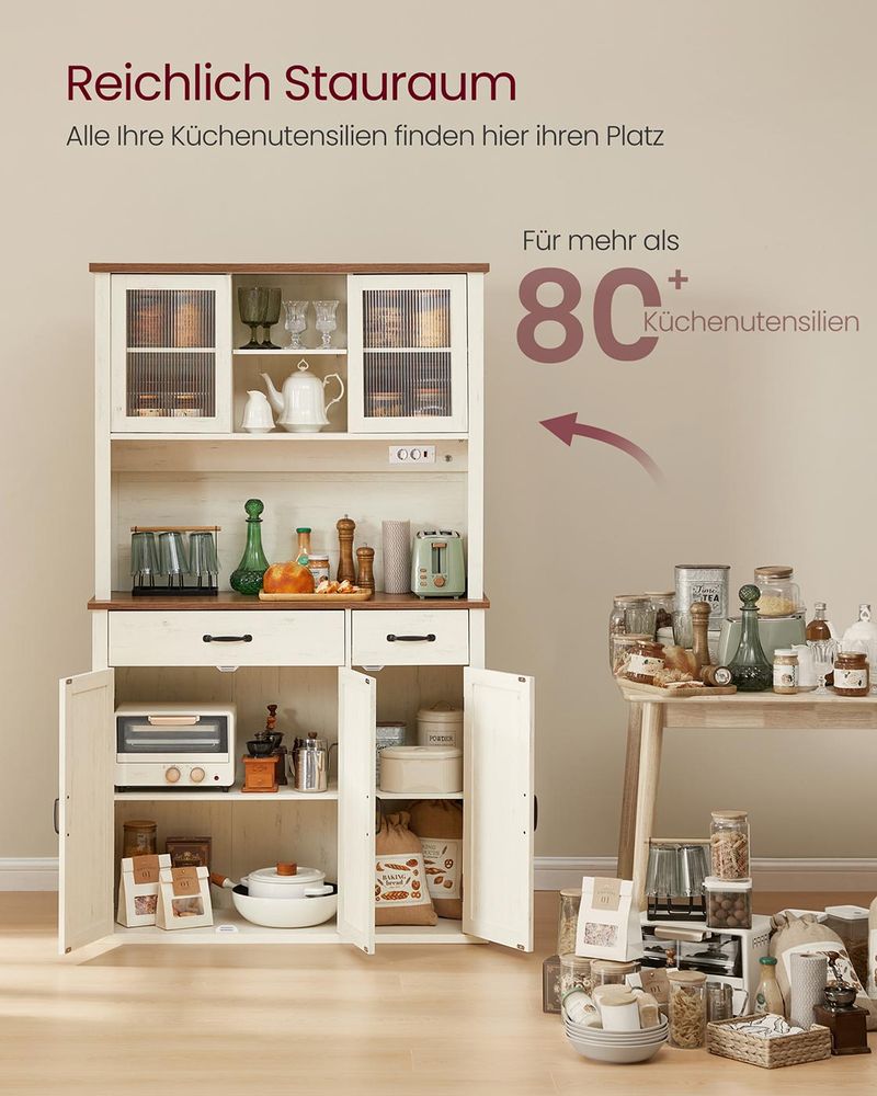 SEGENN Parma Landelijk Houten Dressoir met Verlichting en Oplaadstation – Stijlvol en Praktisch-Multifunctioneel Dressoir