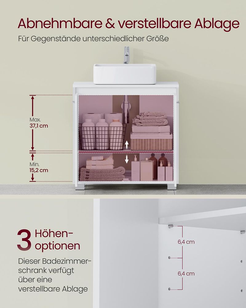Segenn's Brescia Wastafelonderkast met opbergruimte en poten-Modern badkamermeubel met legplanken en poten