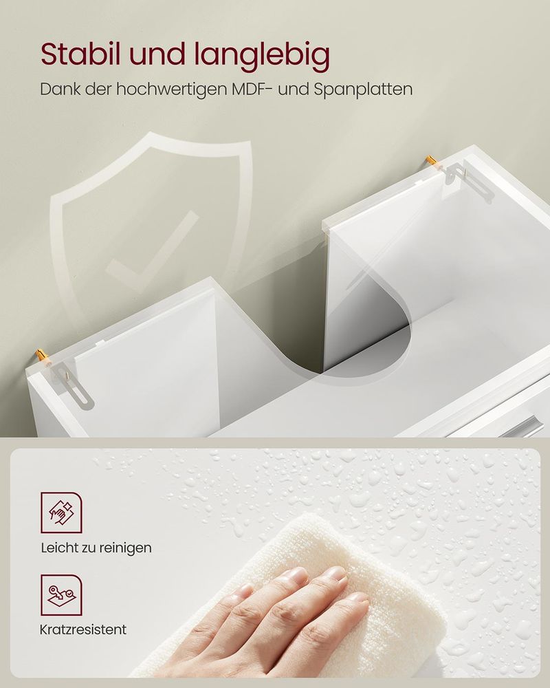 Segenn's Brescia Wastafelonderkast met opbergruimte en poten-Modern badkamermeubel met legplanken en poten