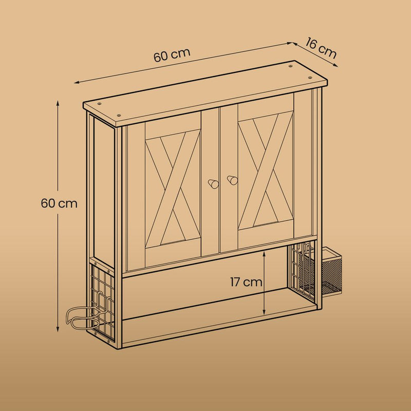 SEGENN Parma Moderne Badkamer Wandkast – Compact & Stijlvol-Ideaal voor Boven de Wastafel