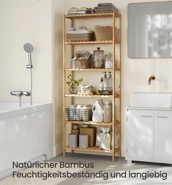 Segenn's Tranto Eco Bamboe Opbergrek met 6 Planken – Duurzaam, Stevig en Multifunctioneel voor Thuis of Werk