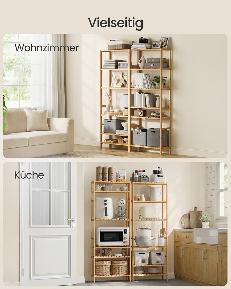 Segenn's Tranto Eco Bamboe Opbergrek met 6 Planken – Duurzaam, Stevig en Multifunctioneel voor Thuis of Werk