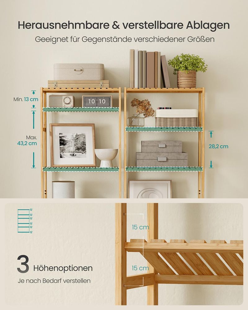 Segenn's Tranto Eco Bamboe Opbergrek met 6 Planken – Duurzaam, Stevig en Multifunctioneel voor Thuis of Werk