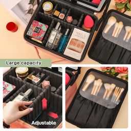 Segenn Extra Groot Beautycase met Spiegel en LED Licht - ROSE - Make Up Koffer Dames – LED Verlichting Makeup Organizer – Tas voor Cosmetica – Reis Toilettas Professionele make-uptas met spiegels 3 kleuren lichten, cosmetische koffer verstelbaar