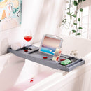 Segenn's bamboe badplank - Uitschuifbare - badplank - badplanken met bekerhouder - boekensteun - zeephouder - grijs - 75-109 x 4,5 x 23 cm (b x h x d)