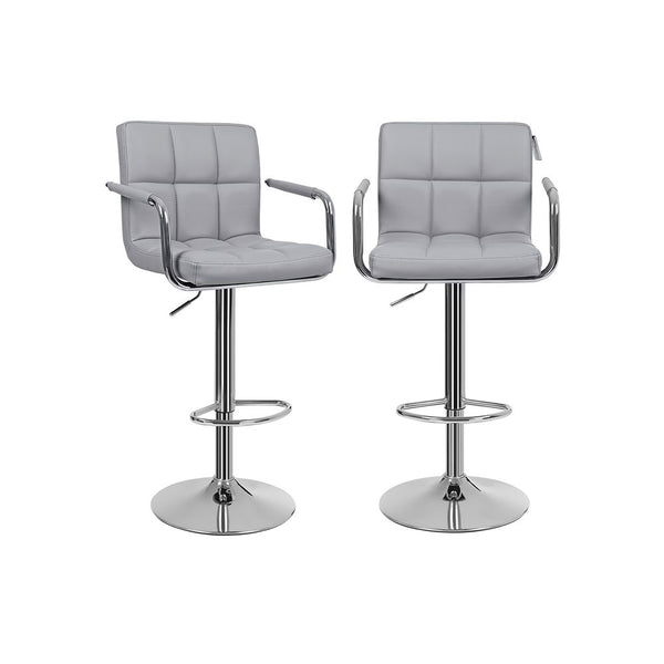 SEGENN Brescia Elegante Barkrukken met Armleuningen en Zachte Stoffering – 2 stuks-Grijs Design