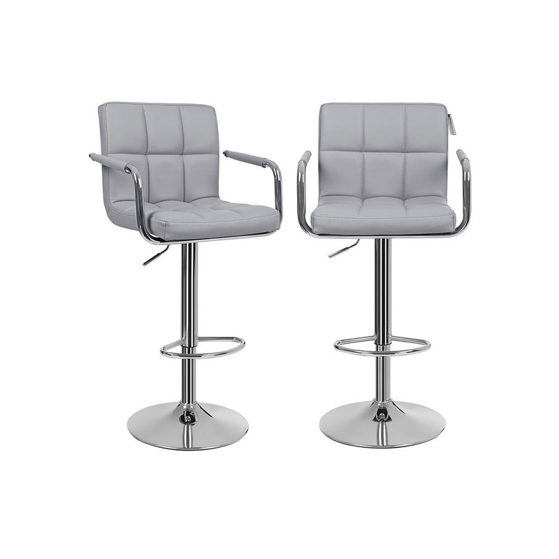 SEGENN Brescia Elegante Barkrukken met Armleuningen en Zachte Stoffering – 2 stuks-Grijs Design