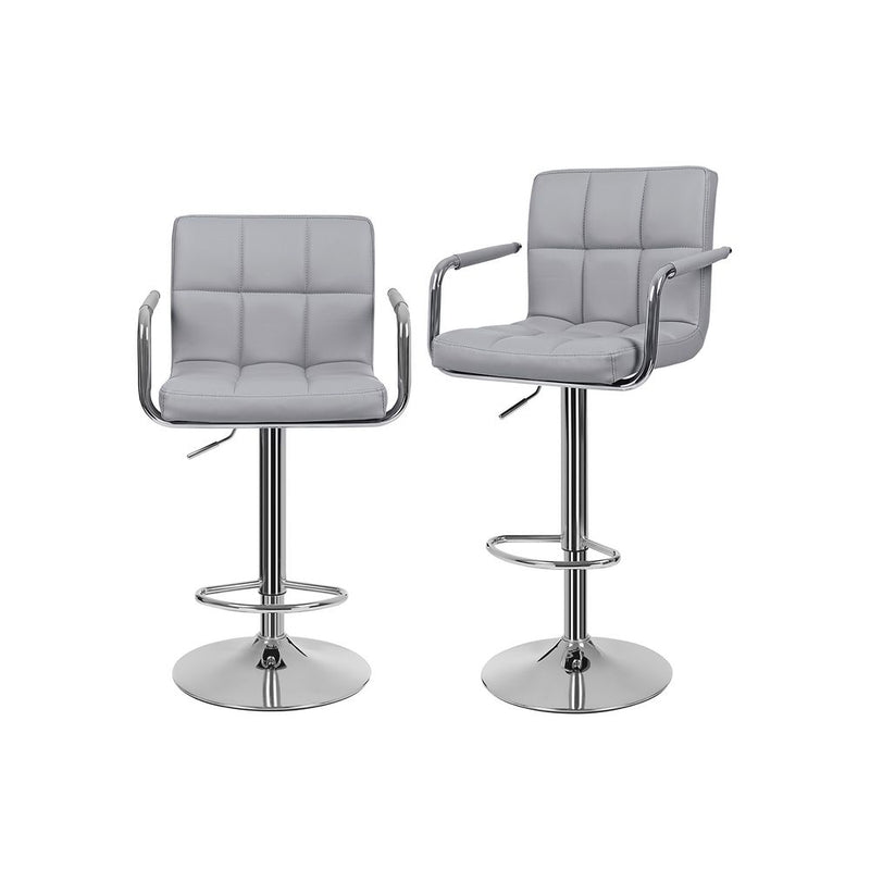 SEGENN Brescia Elegante Barkrukken met Armleuningen en Zachte Stoffering – 2 stuks-Grijs Design