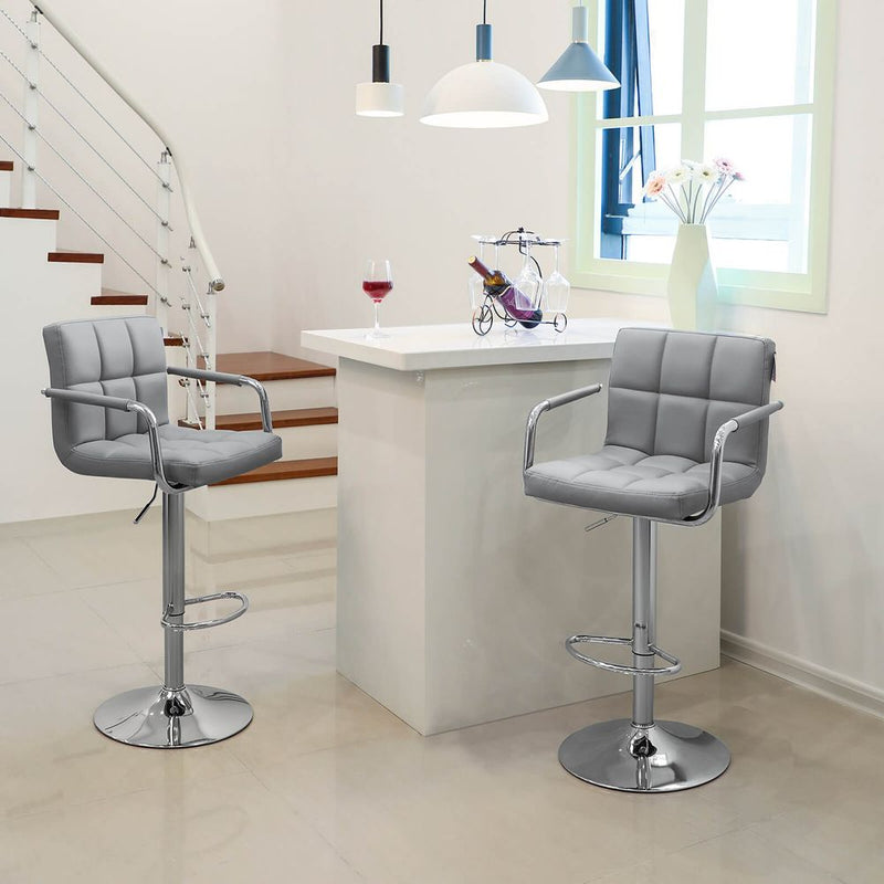 SEGENN Brescia Elegante Barkrukken met Armleuningen en Zachte Stoffering – 2 stuks-Grijs Design