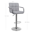 SEGENN Brescia Elegante Barkrukken met Armleuningen en Zachte Stoffering – 2 stuks-Grijs Design